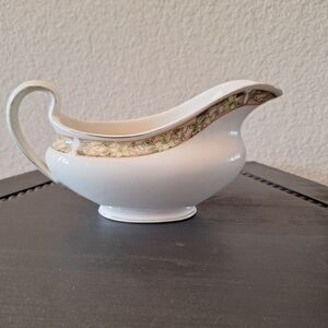 Vintage Johnson Bros England Floral Gravy Boat Pink Green Gold Trim Antique
